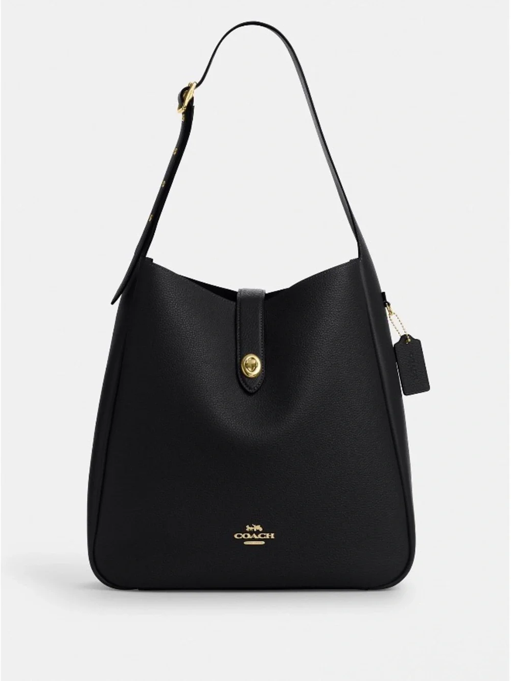Coach Black Pebbled Leather Hobo Shoulder Bag with Gold Hardware